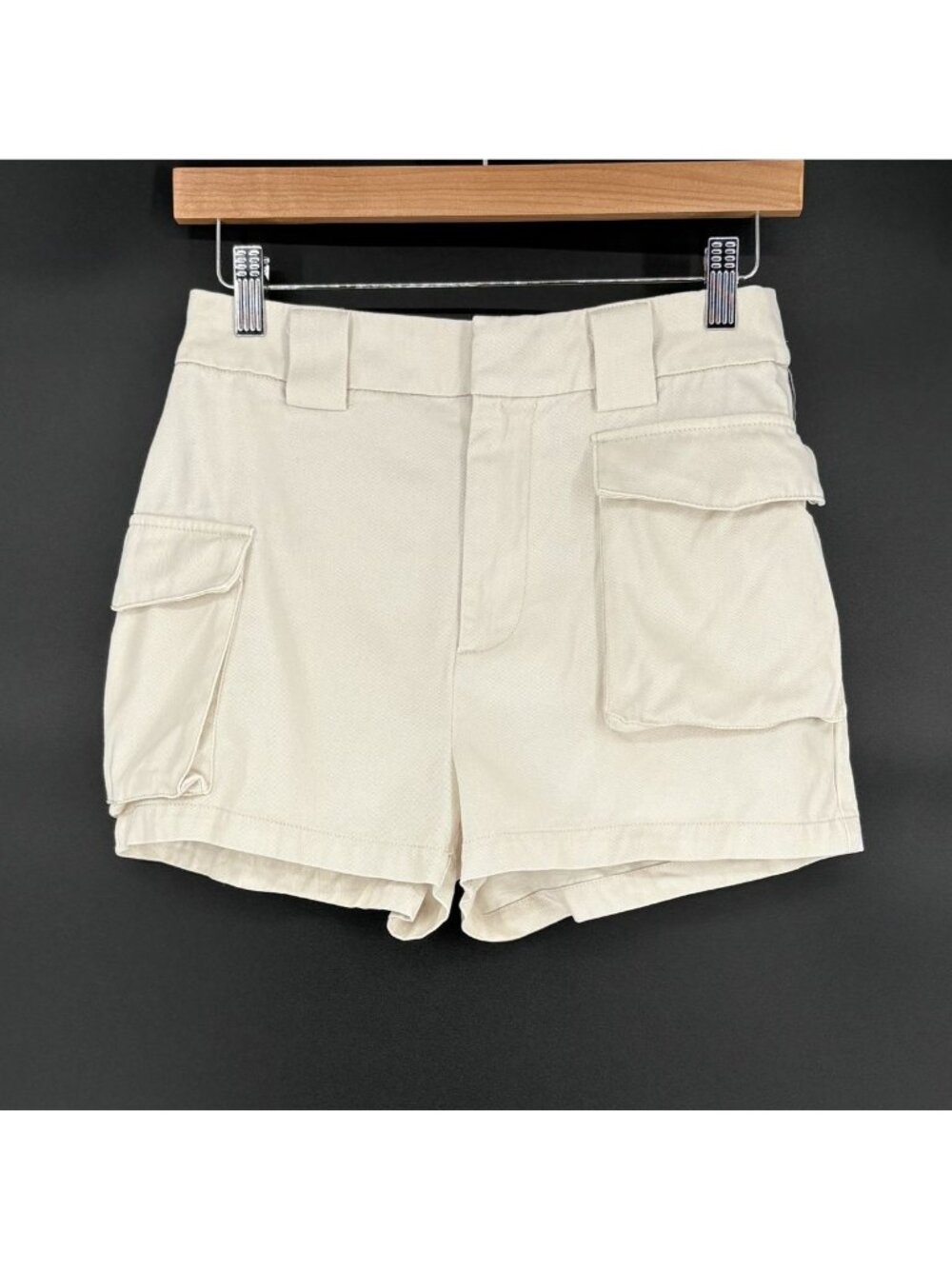 Aritzia TNA Women's Cargo Shorts S Off White High Rise Cotton Safari Utility